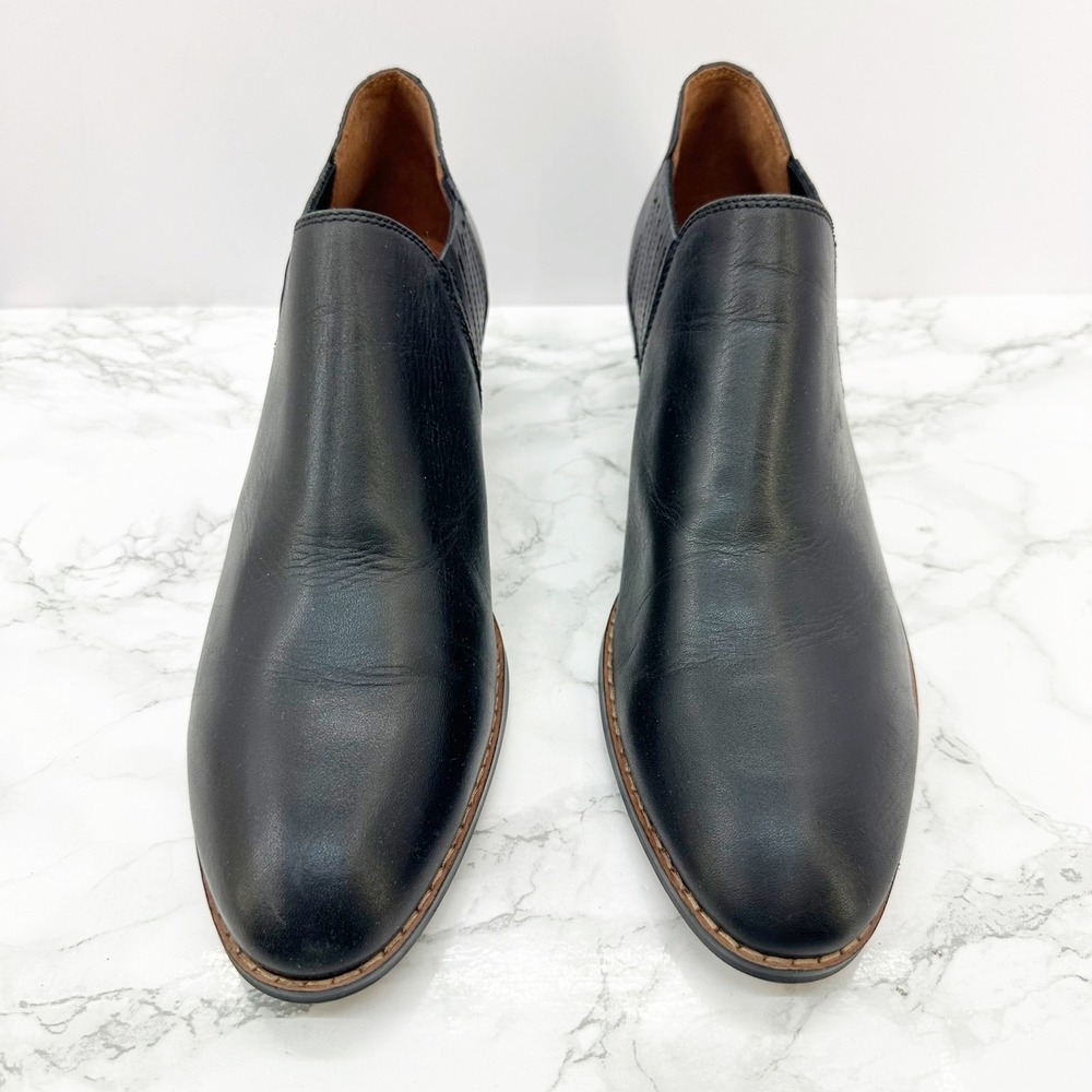 Coach Ankle Booties Womens 10 Black Leather Low Block Heel Slip On Almond Toe - Picture 2 of 7